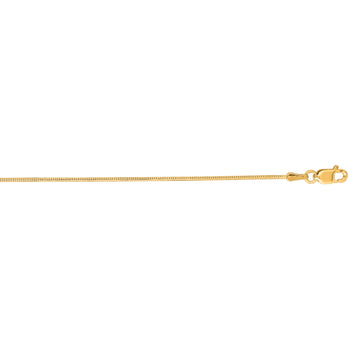 14K Yellow Gold 0.9mm Round Snake 20 Chain with Lobster Lock